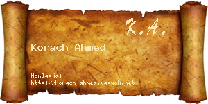 Korach Ahmed névjegykártya
